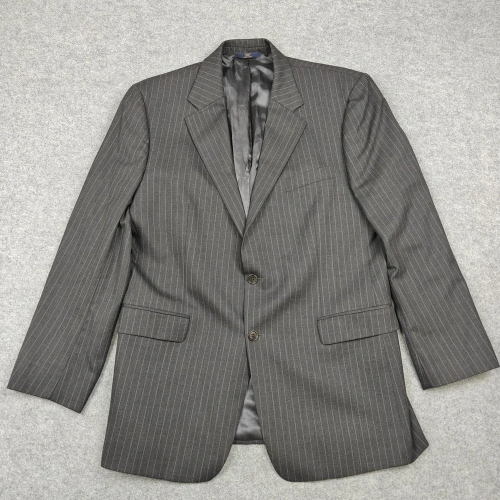 Brooks Brothers Blazer Mens 44L Gray Wool Pinstripe Stretch Sport Coat Jacket